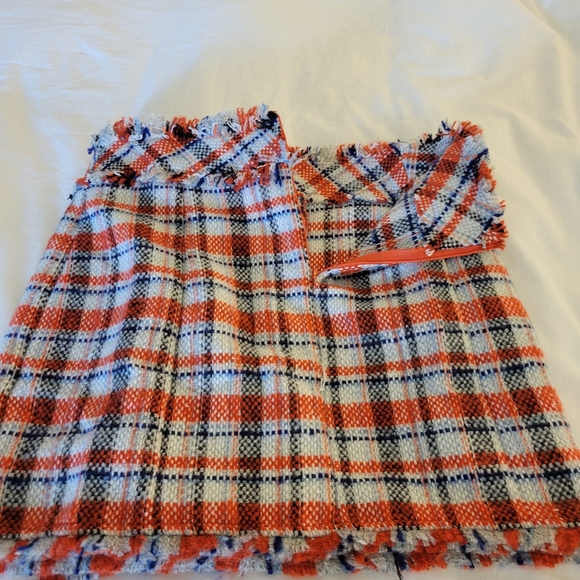 Sans Souci Frayed Tweed Red, White & Blue Mini Skirt Size L - Picture 5 of 6